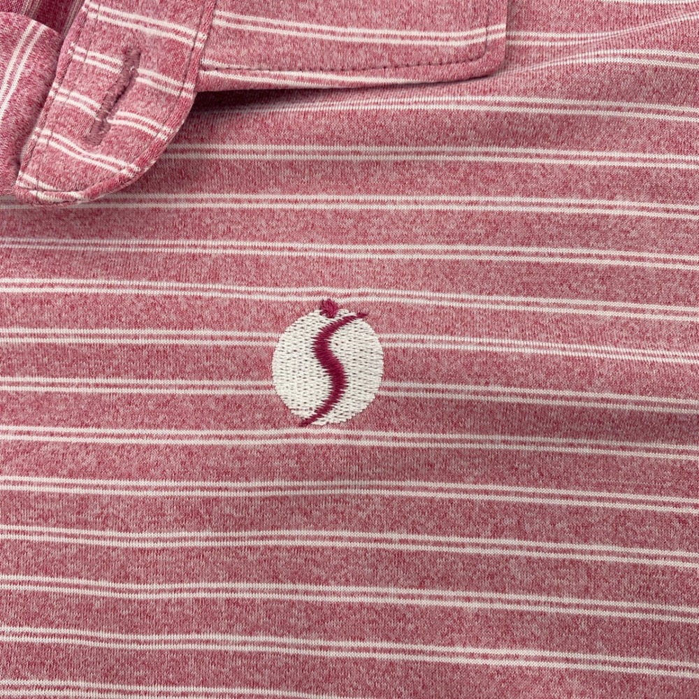 johnnie-O Polo Shirt Mens Large Pink Striped Golf Performance Summer Athleisure - Picture 4 of 12